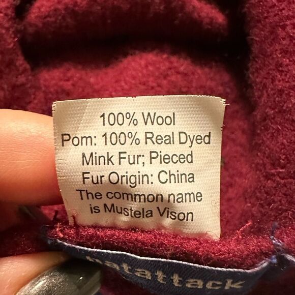 Wool beret with mink pompon - Picture 3 of 4